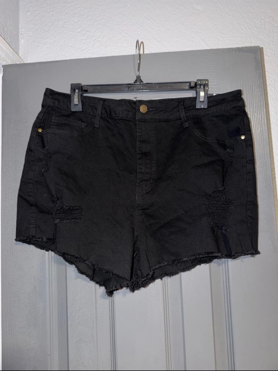Fashion Nova Pants - Fashion Nova Black Distressed Women's Denim Shorts
